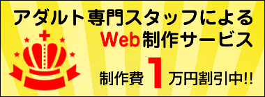 アダルト専門スタッフによるWeb制作サービス：制作費1万円割引中!!